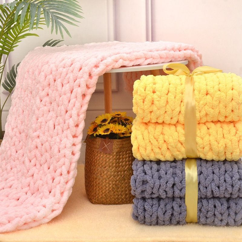 Hand-Knit Chunky Throw Blanket